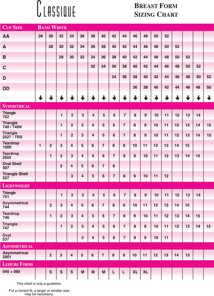 Classique Size Chart